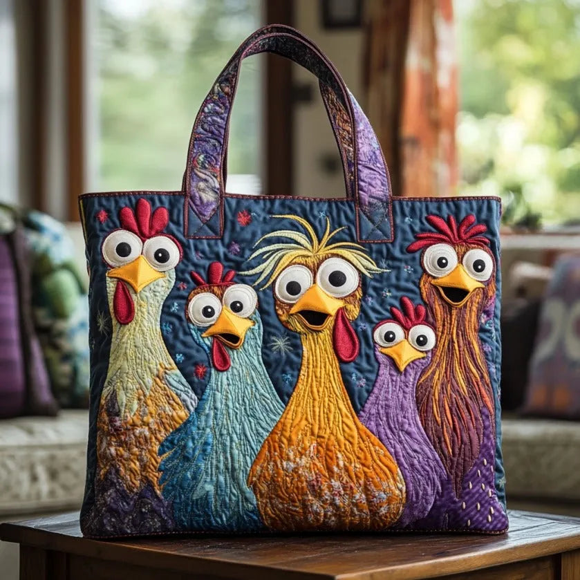 Sac artisanal - Cinq poulets colorés
