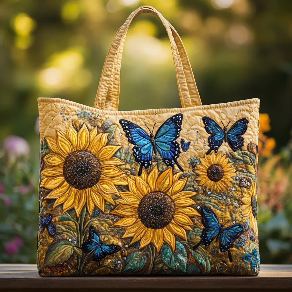 Sac artisanal - Tournesols et papillons bleus