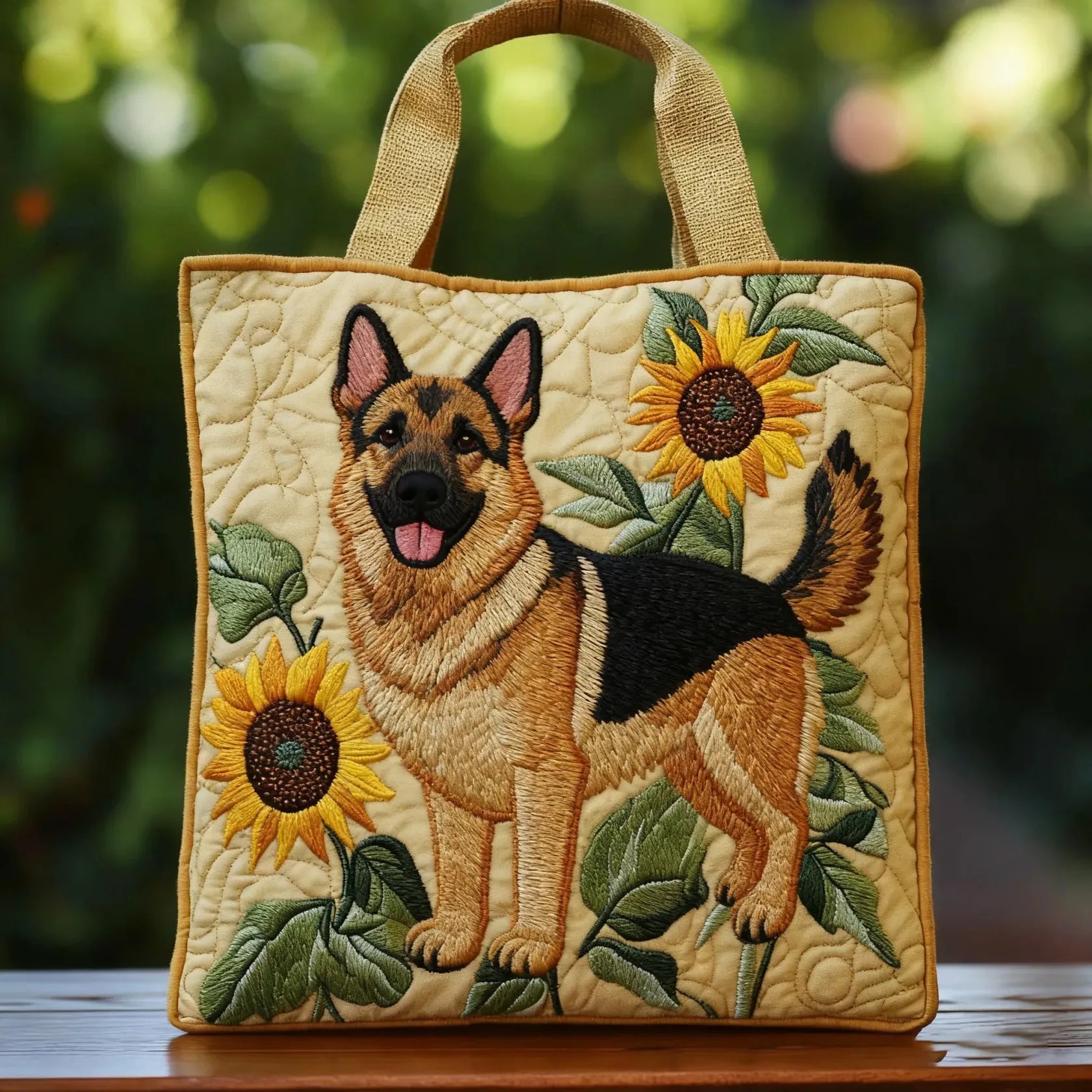 Sac artisanal - Berger allemand à fleurs