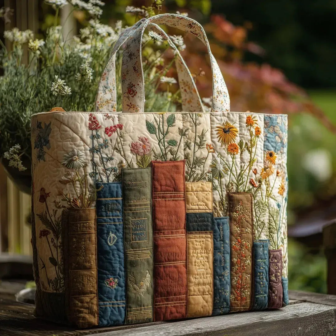 Sac artisanal - Livres et fleurs