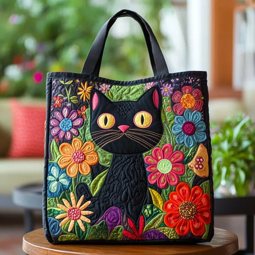 Sac artisanal - Chat noir enchanté