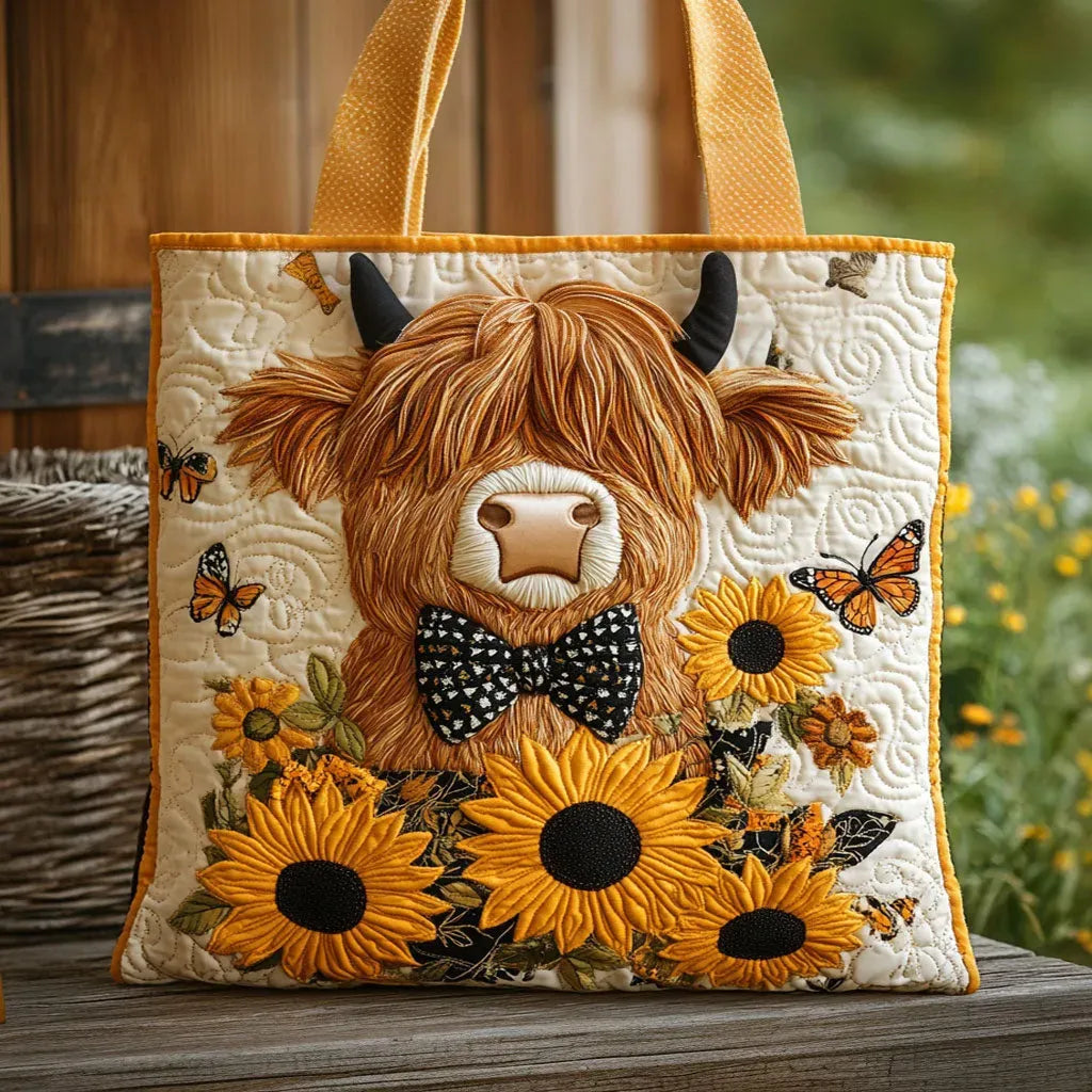 Sac artisanal - Vaches des Highlands avec tournesols