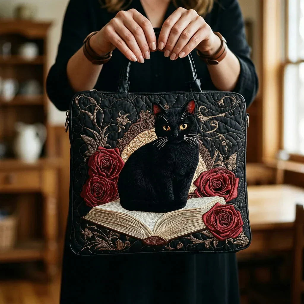 Sac artisanal - Chat noir sur les livres