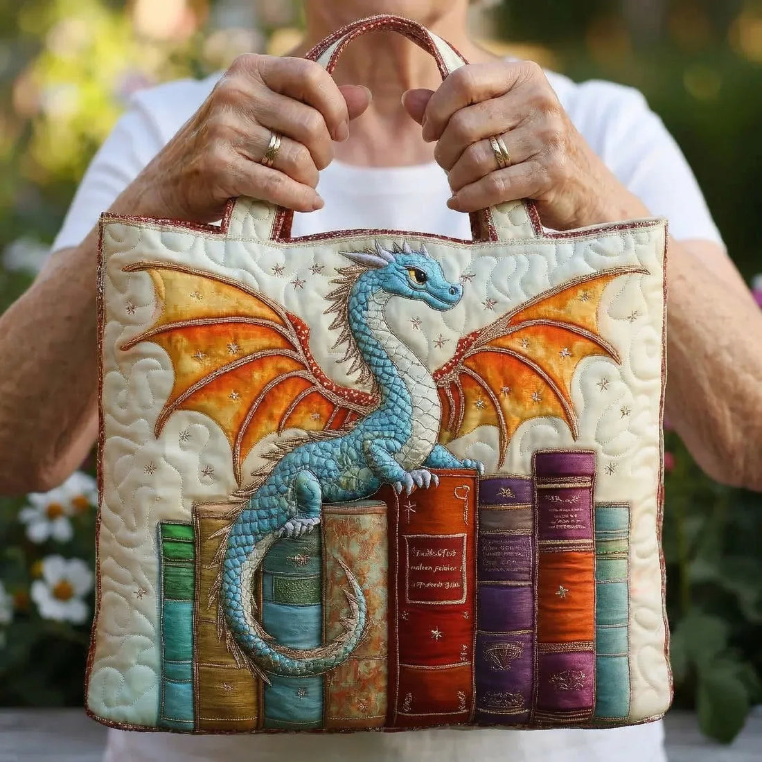 Sac artisanal - Dragon Émeraude Gardien des Livres