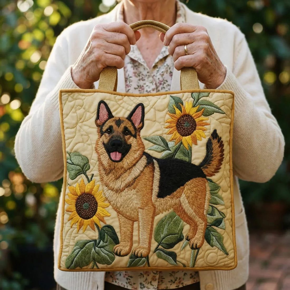 Sac artisanal - Berger allemand à fleurs